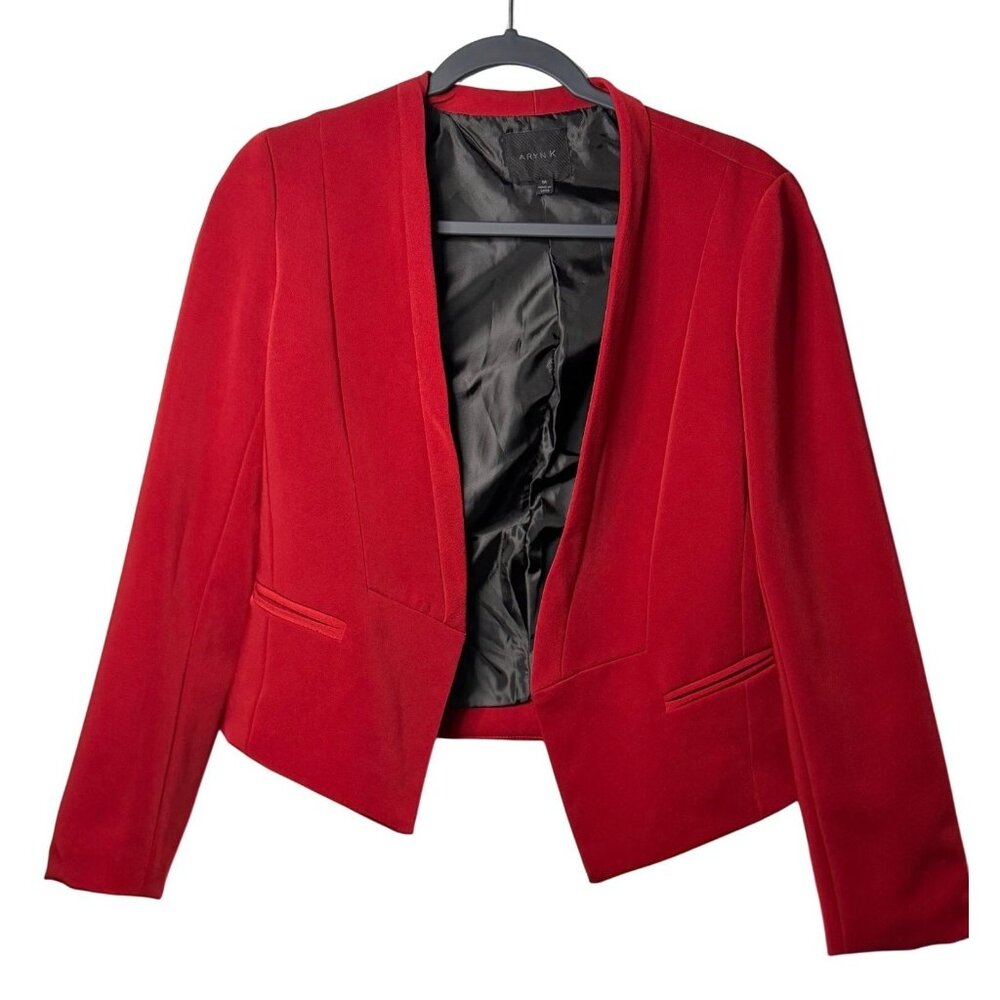 Aryn K Women's Medium Red Casual‎ Blazer Jacket Open-Front Lined 20x20.5 Career